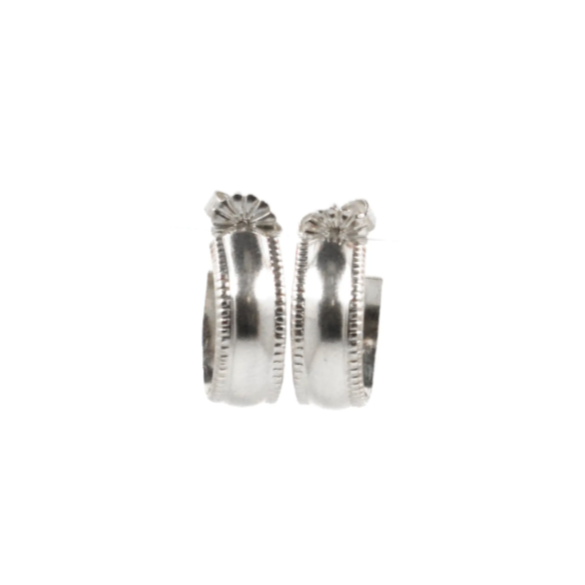 Silver Petite Milgrain Hoop